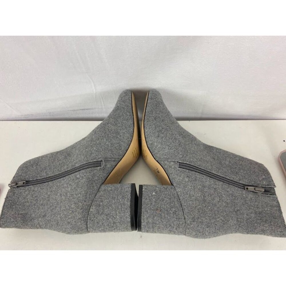 Nine West Gray Wool Dress Fabric Zip Ankle Boots Women's 9.5 - Picture 8 of 10